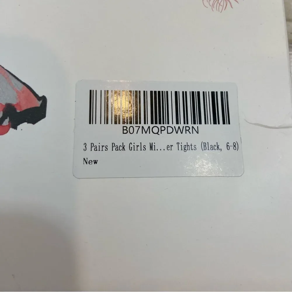 New in Package Everswe brand 3 Pairs Girls Velvet Soft Tights Black‎ 6-8 years